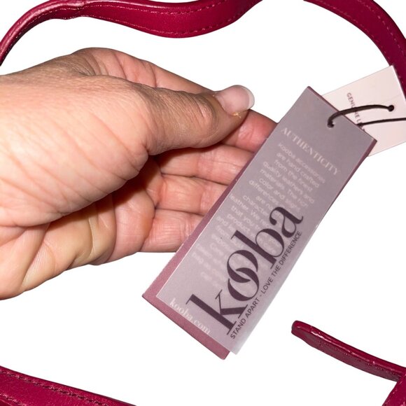 Kooba Womens Crossbody Bag Red Handcrafted Crescent Design - Picture 6 of 9